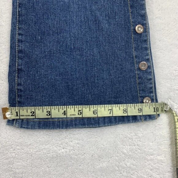 Vtg Y2K Tommy Hilfiger Flare Jeans Low Rise Blue Jr Sz 3 Button Leg Bare back - Picture 7 of 14